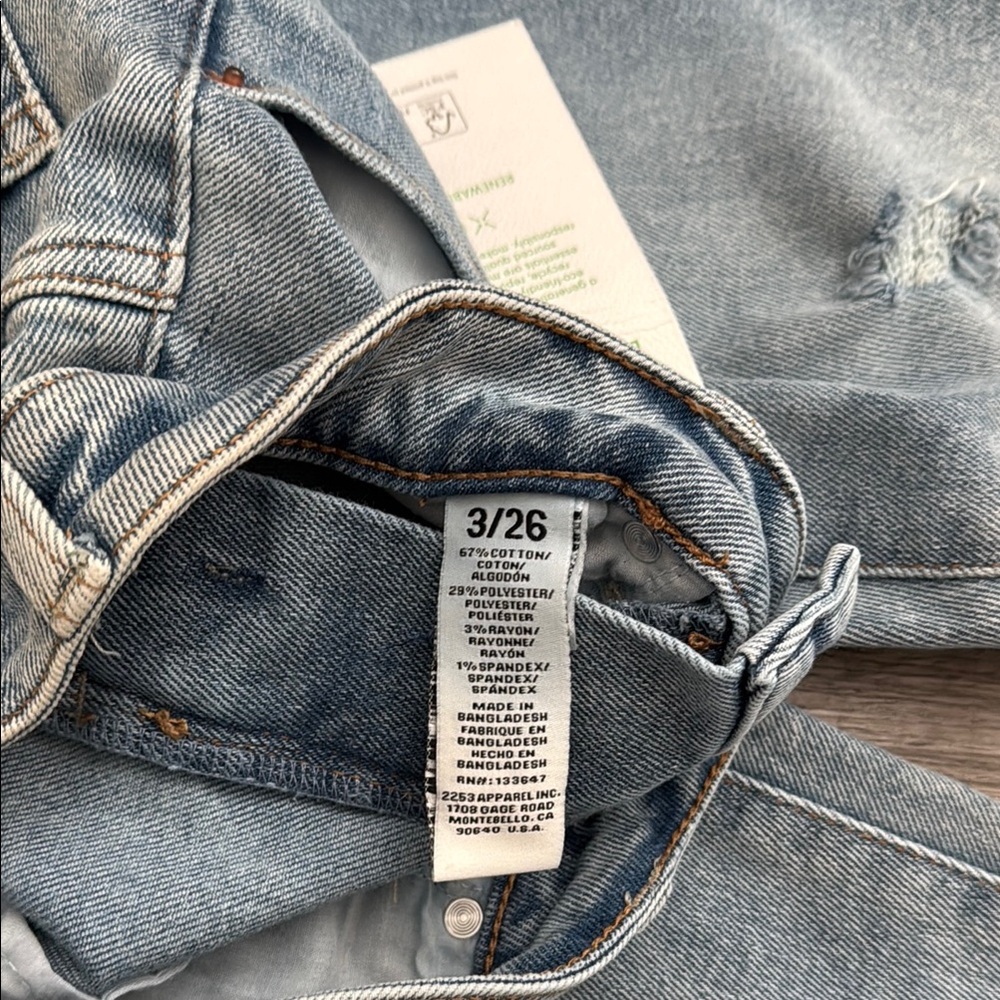 Blue Flare Wide‎ Leg Jeans with Distressed Hem - Picture 3 of 6